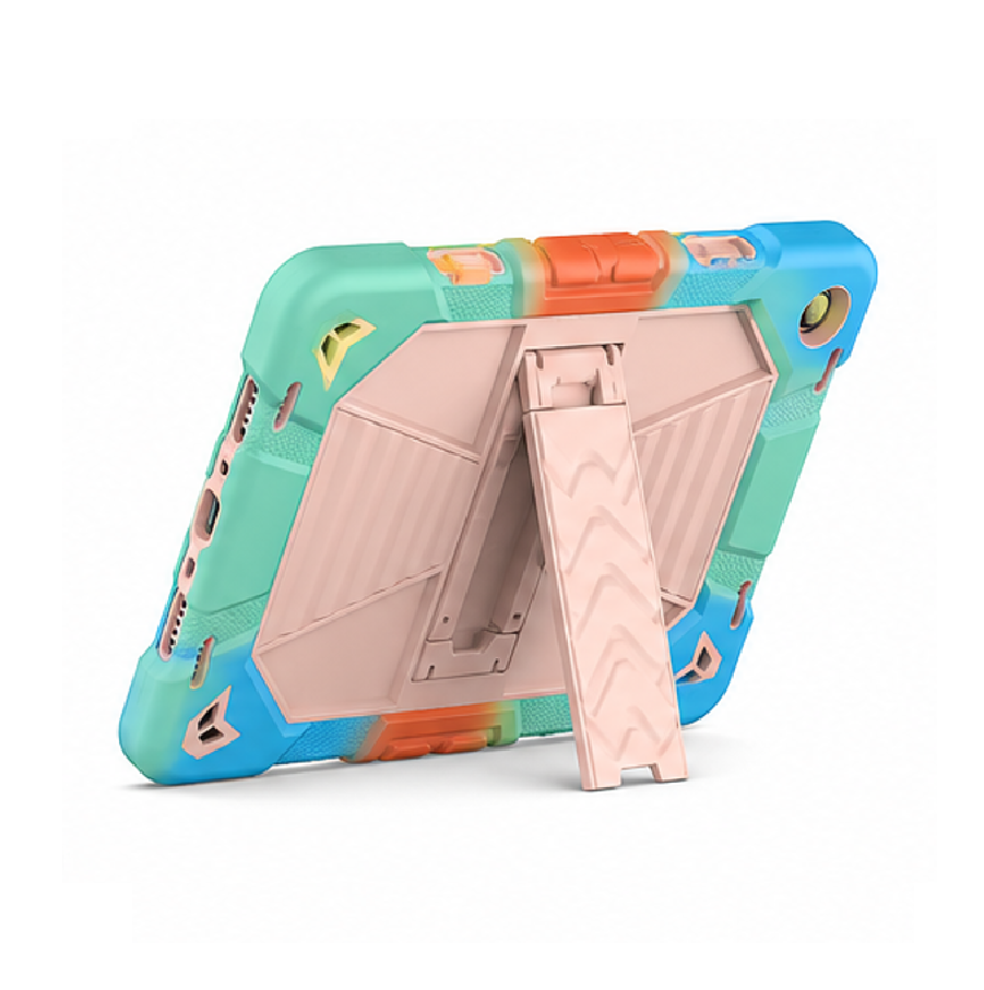 Samsung Galaxy Tab A11 Rugged Shockproof Case with Kickstand (Rainbow)