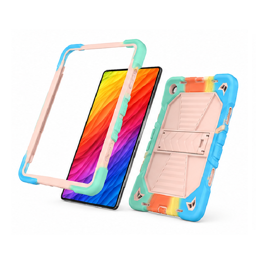Samsung Galaxy Tab A11 Rugged Shockproof Case with Kickstand (Rainbow) - ShopHub