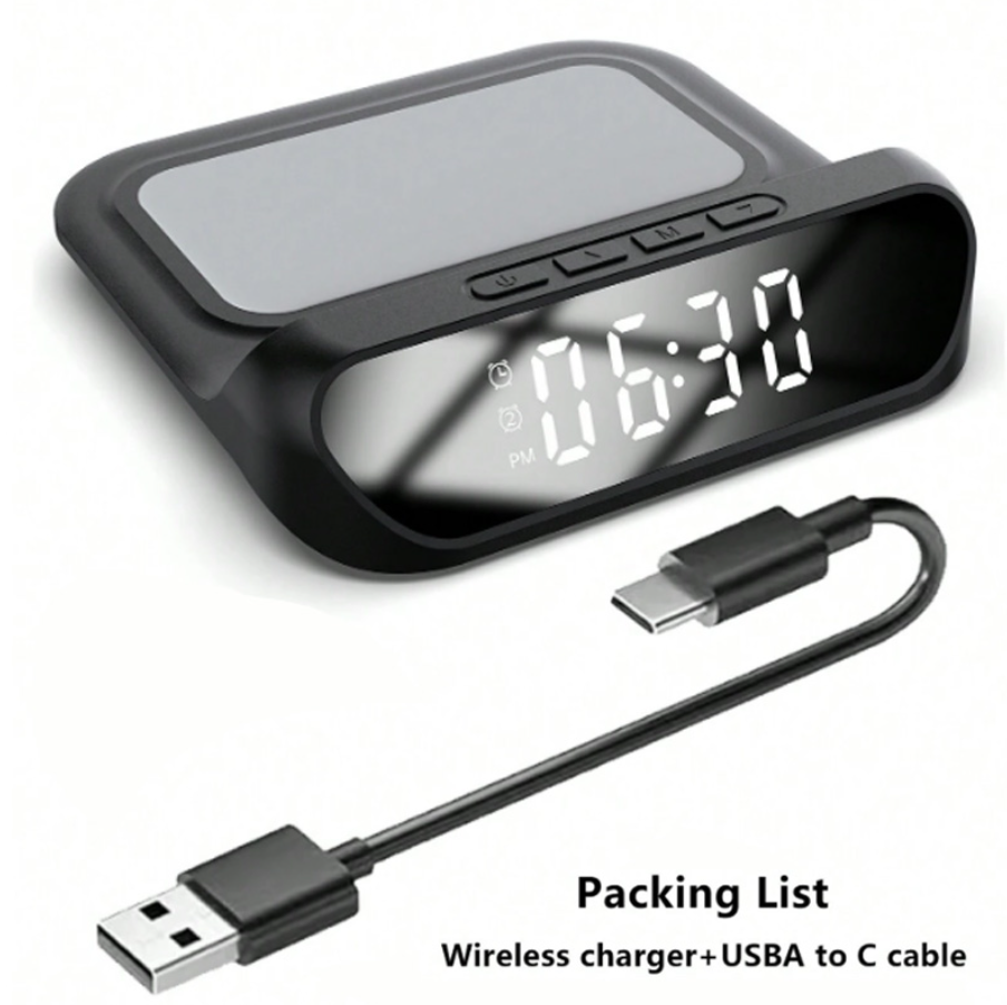 2-in-1 Multifunctional Wireless Charger with Alarm Clock 15W Fast Charging Stand - ShopHub