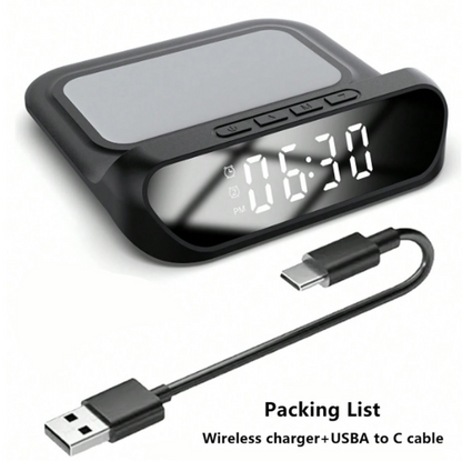 2-in-1 Multifunctional Wireless Charger with Alarm Clock 15W Fast Charging Stand - ShopHub