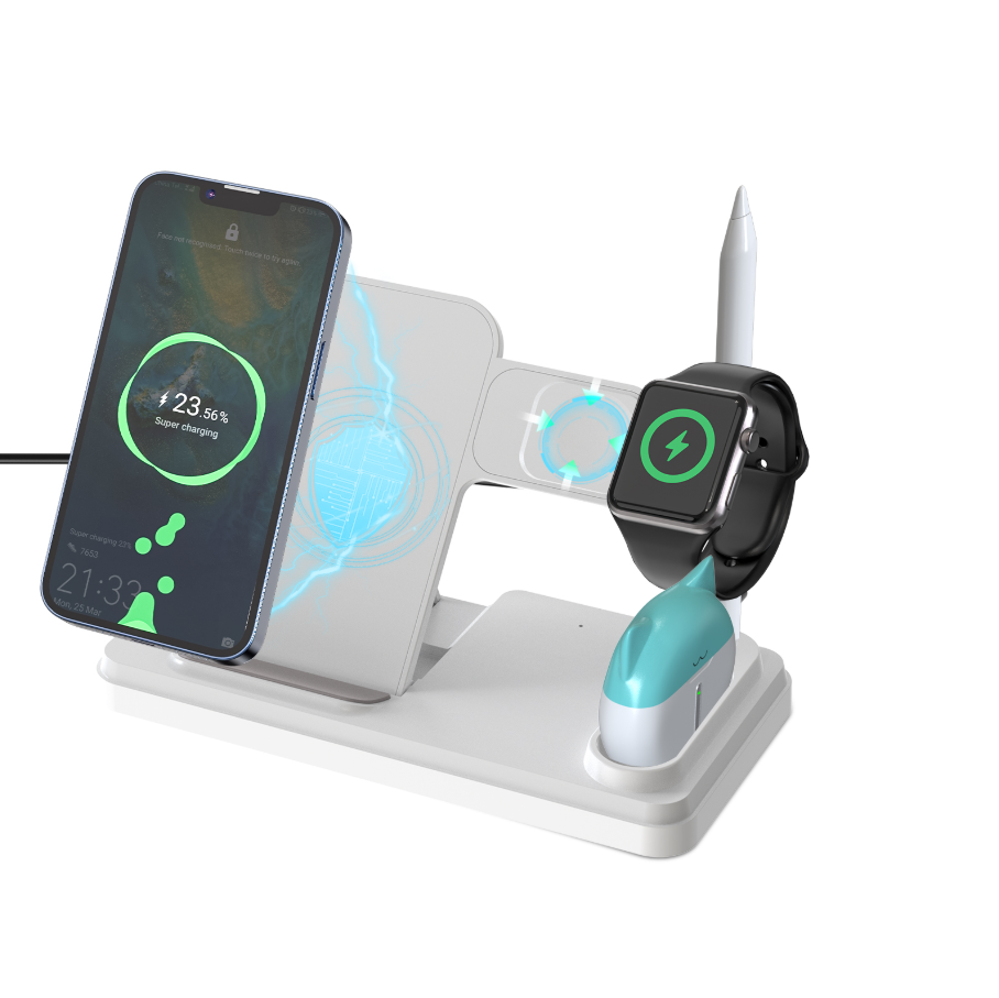 4-in-1 Wireless Charging Station 15W Fast Wireless Charger Stand for i-Series Devices