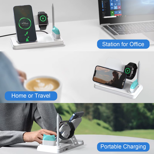 4-in-1 Wireless Charging Station 15W Fast Wireless Charger Stand for i-Series Devices