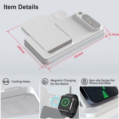 4-in-1 Wireless Charging Station 15W Fast Wireless Charger Stand for i-Series Devices - ShopHub