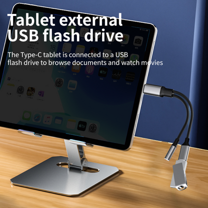Dual-Port USB-C Adapter Cable with PD Fast Charging & 2-in-1 Type-C Audio Support
