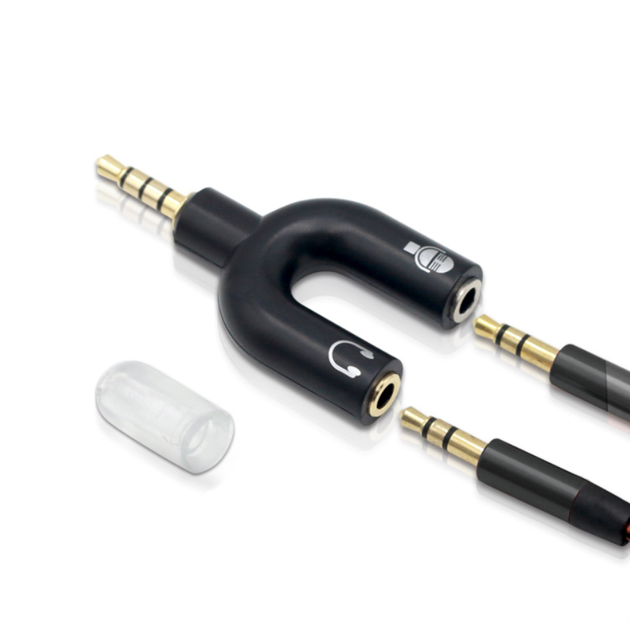 U-Type Dual 3.5mm Headphone Audio Splitter Adapter for Mobile Phone & Headset