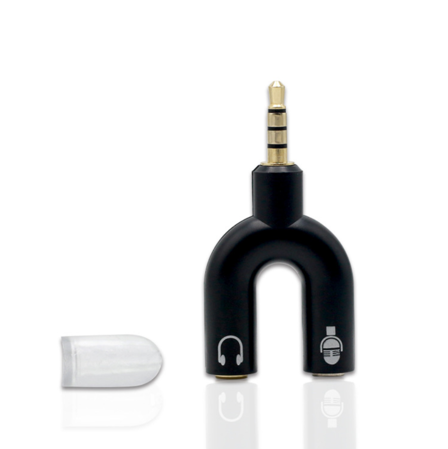 U-Type Dual 3.5mm Headphone Audio Splitter Adapter for Mobile Phone & Headset