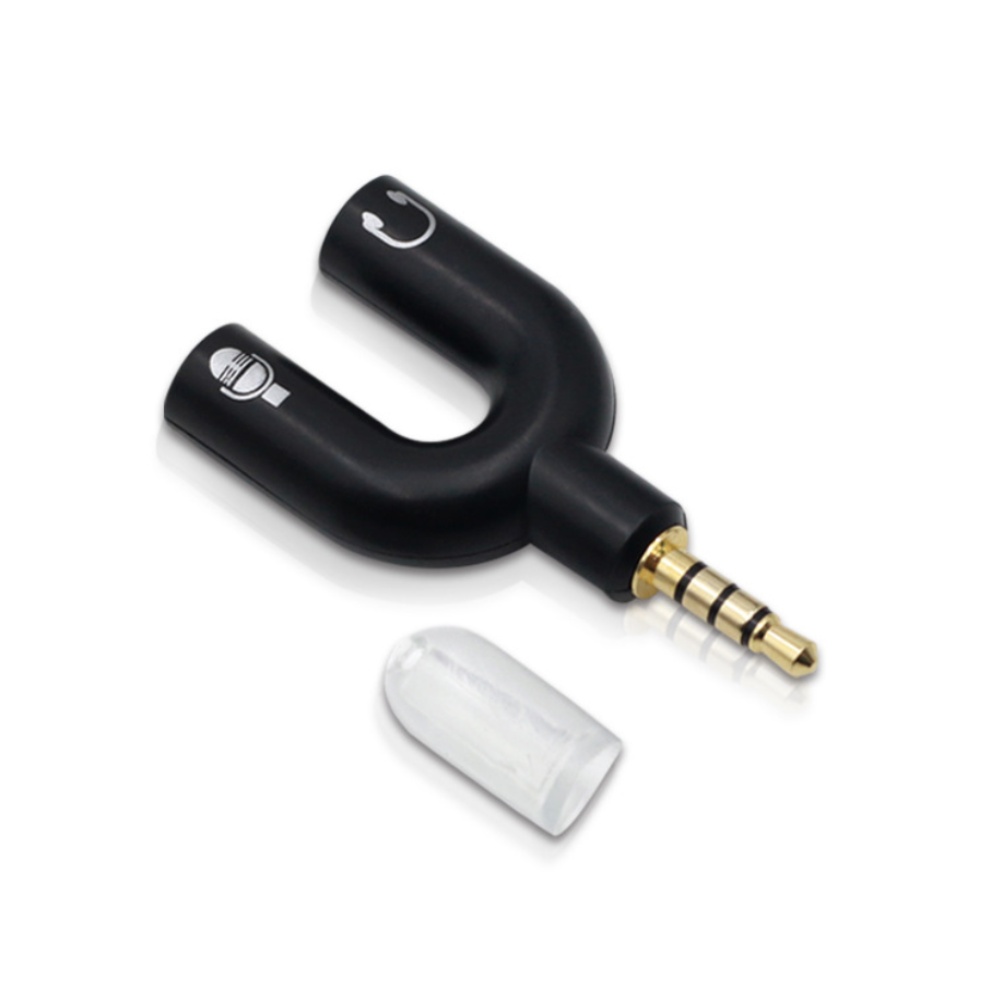 U-Type Dual 3.5mm Headphone Audio Splitter Adapter for Mobile Phone & Headset