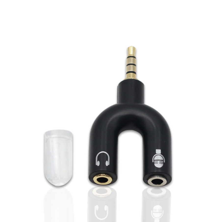U-Type Dual 3.5mm Headphone Audio Splitter Adapter for Mobile Phone & Headset