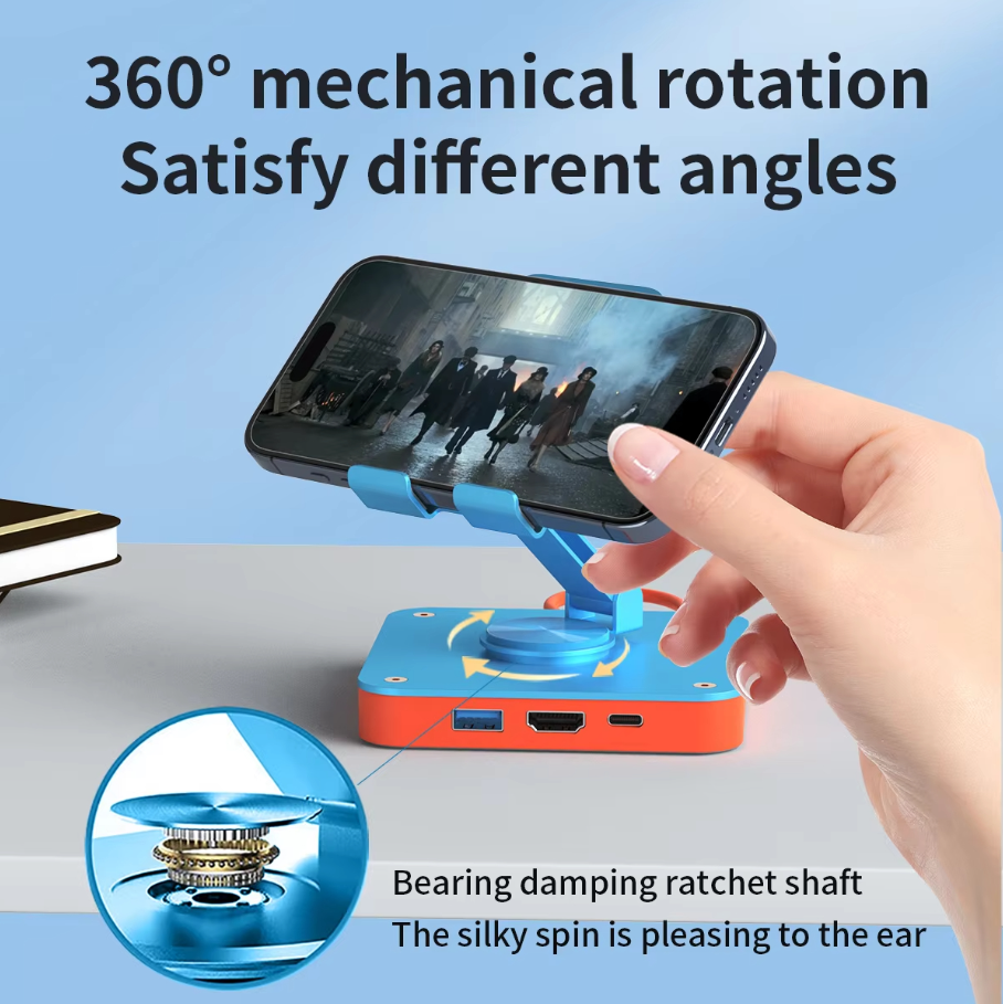 Adjustable 3-in-1 Nintendo Switch Stand USB-C Hub with 4K HDMI & 100W PD Charging - ShopHub
