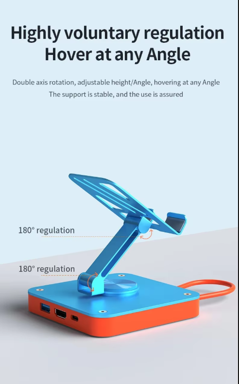 Adjustable 3-in-1 Nintendo Switch Stand USB-C Hub with 4K HDMI & 100W PD Charging - ShopHub