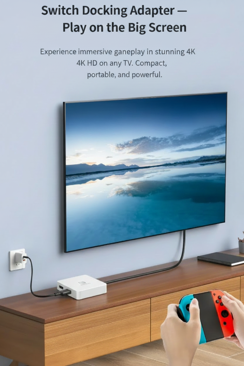 Adjustable 3-in-1 Nintendo Switch Stand USB-C Hub with 4K HDMI & 100W PD Charging - ShopHub