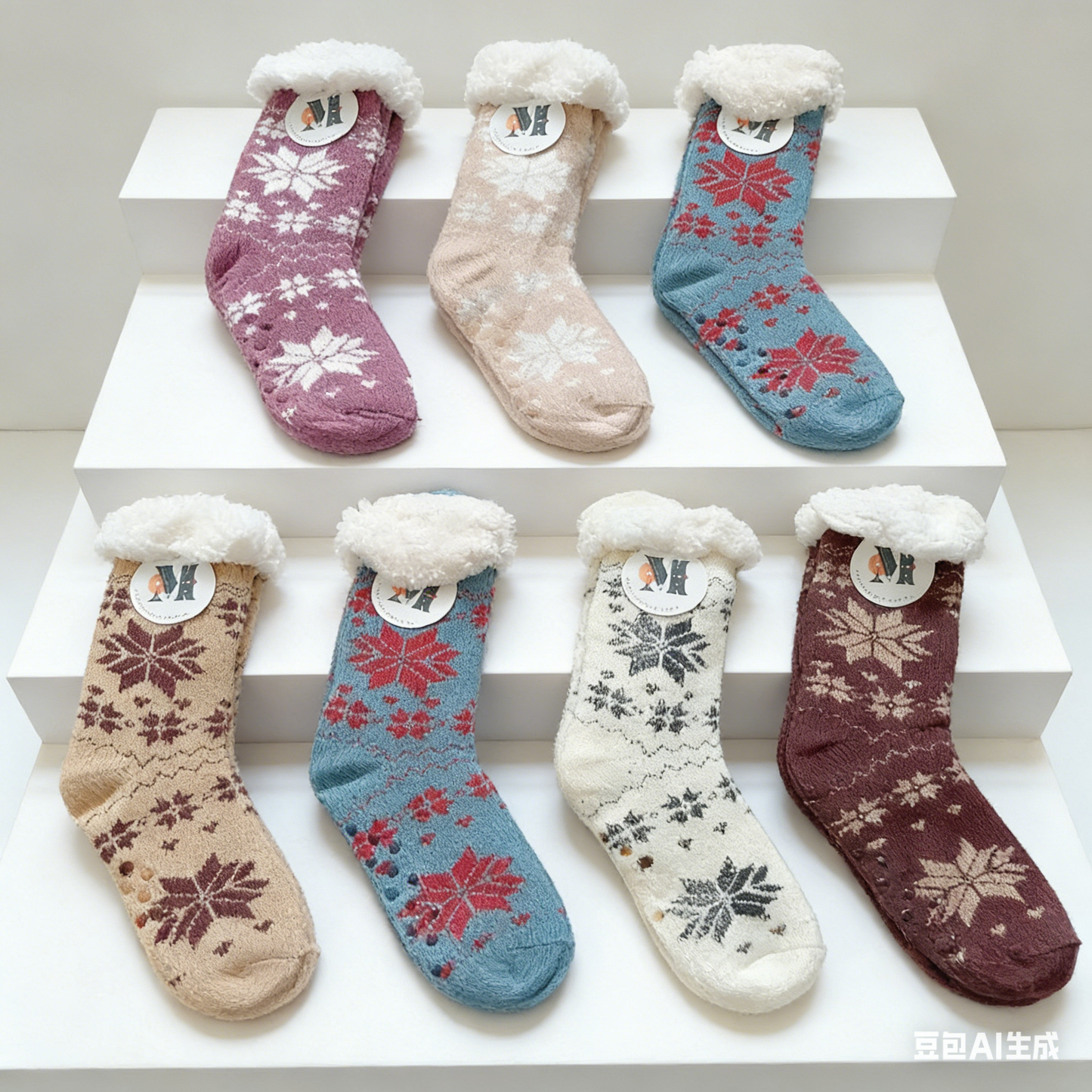 24 Pairs Womens Slipper Fuzzy Socks Winter Super Warm Soft Socks with Grippers dealonline.co.nz