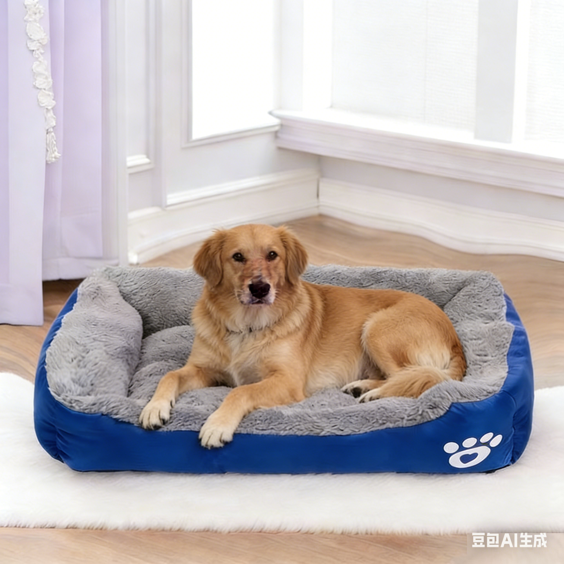 Colourful Calming Dog Bed Warming Washable XXL 95cm - ShopHub