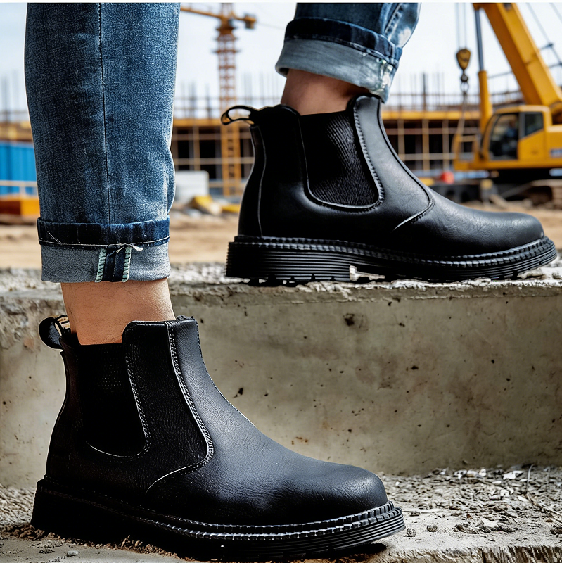 Steel Toe Work Shoes Slip On Safety Oiled Leather Boot Puncture Proof Soft Light - ShopHub