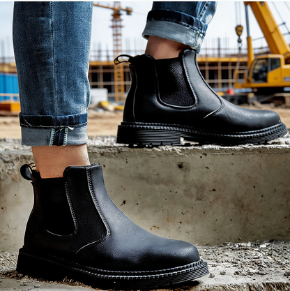 Steel Toe Work Shoes Slip On Safety Oiled Leather Boot Puncture Proof Soft Light - ShopHub