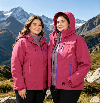 Unisex 3-in-1 Detachable Outdoor Jacket Waterproof Windproof Mountain Coat
