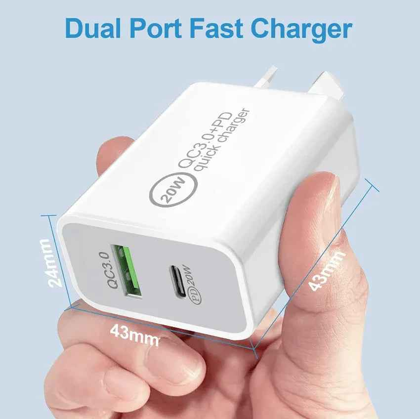 20W Fast Wall Charger – USB-C PD Charger with Type-C Cable