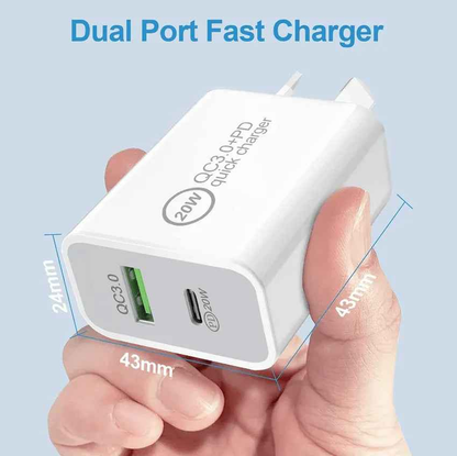 20W Fast Wall Charger – USB-C PD Charger with Type-C Cable