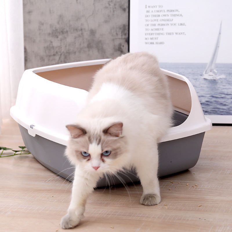 Cat Kitty Litter Tray with Scoop - Grey - L 56×42×24cm dealonline.co.nz