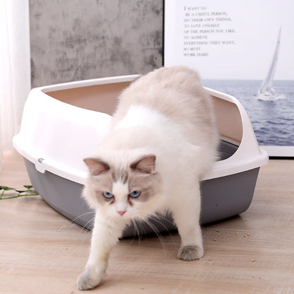 Cat Kitty Litter Tray with Scoop - Grey - L 56×42×24cm dealonline.co.nz