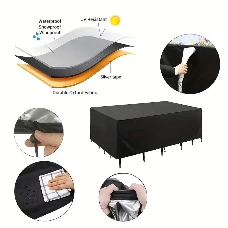 210D Oxford Waterproof Garden Table Cover – UV & Windproof (different sizes available) Habicare