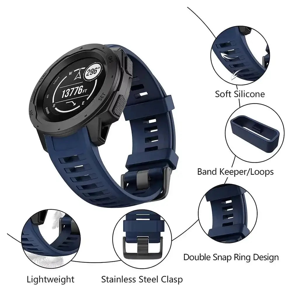 Soft Silicone Strap for the Garmin Instinct 1/2/Solar/Tactical Series (available in 5 colours) Habicare