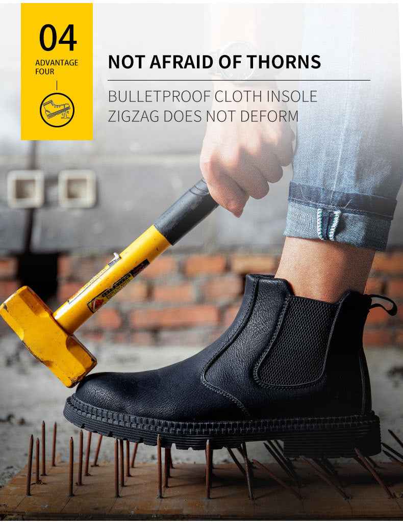 Steel Toe Work Shoes Slip On Safety Oiled Leather Boot Puncture Proof Soft Light