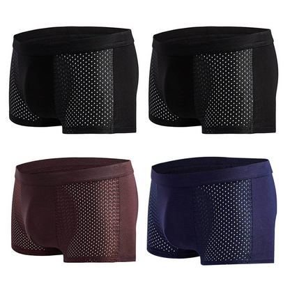 Men's Modal Boxer Shorts — Breathable Mesh Mid-Waist Underwear | Single & 4-Pack