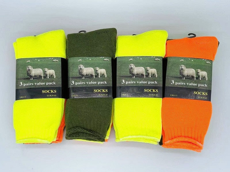 (12 Pairs) High Visible Safety Work Socks Cushioned Socks dealonline.co.nz