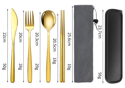 Korean Style Stainless Steel Outdoor Cutlery Set with Storage Box or Bag ECOTREK