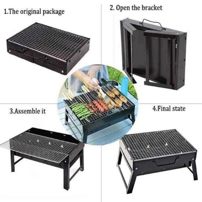 Large black Portable Briefcase-Size Charcoal BBQ Stove Grill - BLACK dealonline.co.nz
