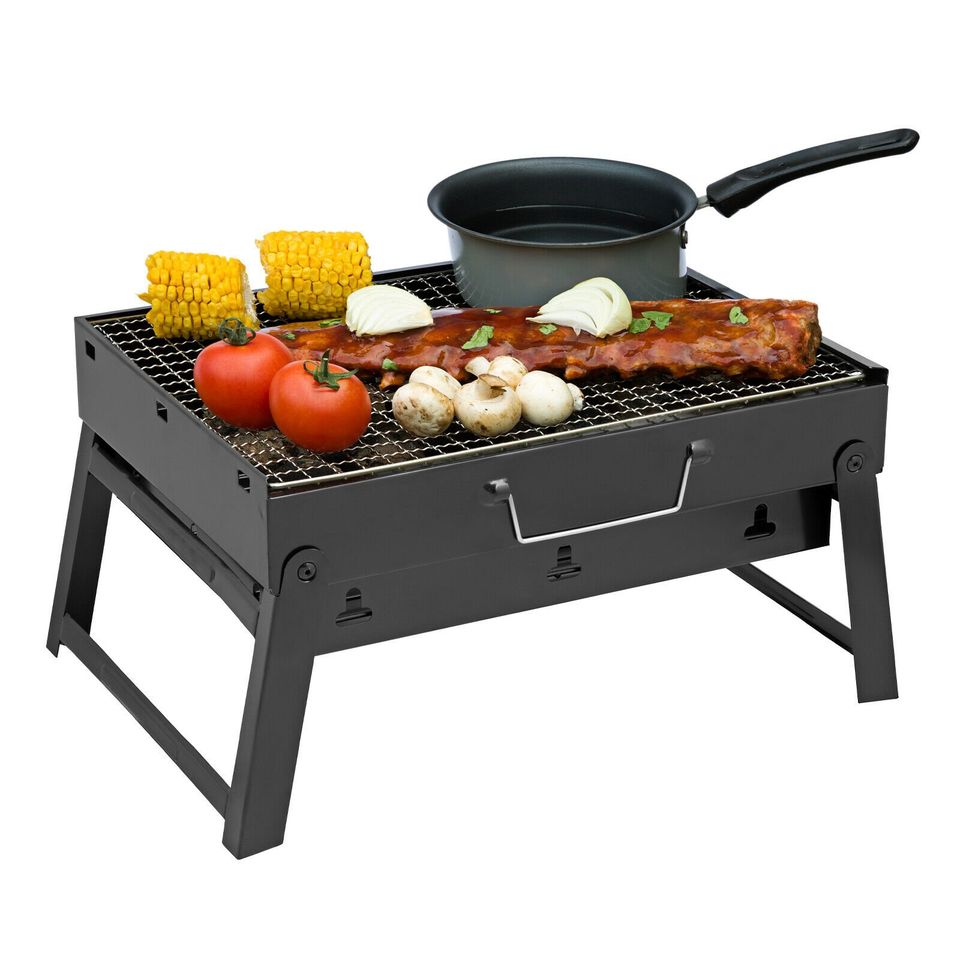 Large black Portable Briefcase-Size Charcoal BBQ Stove Grill - BLACK dealonline.co.nz