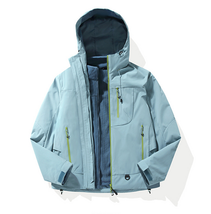 Unisex 3-in-1 Detachable Outdoor Jacket Waterproof Windproof Mountain Coat
