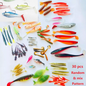 30-piece soft fishing lures with hooks from dealonline.co.nz, featuring colorful, life-like designs for freshwater and saltwater fishing.