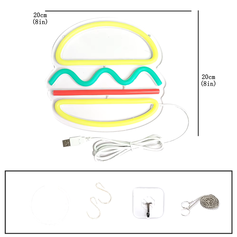 Neon Sign LED Tube Handmade Visual Bar Pub Club Wall Decor Ligh Burger dealonline.co.nz