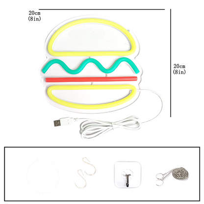 Neon Sign LED Tube Handmade Visual Bar Pub Club Wall Decor Ligh Burger dealonline.co.nz