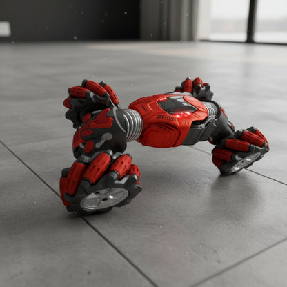 Dealonlinenz 4WD remote control stunt car transformer with colorful design, capable of performing stunts and transforming into different modes.