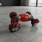 Dealonlinenz 4WD remote control stunt car transformer with colorful design and rugged tires, ready for off-road and stunt action.