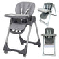 Elevate Adjustable and Folding High Chair with Locking Wheels and Storage Basket - GREY