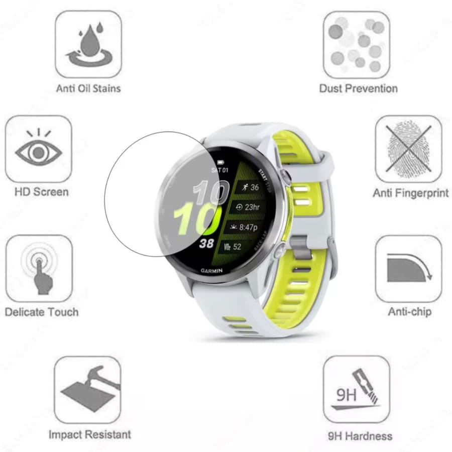 Clear Garmin Forerunner 570 (47mm) watch screen protector, showing a transparent protective film on the smartwatch screen.