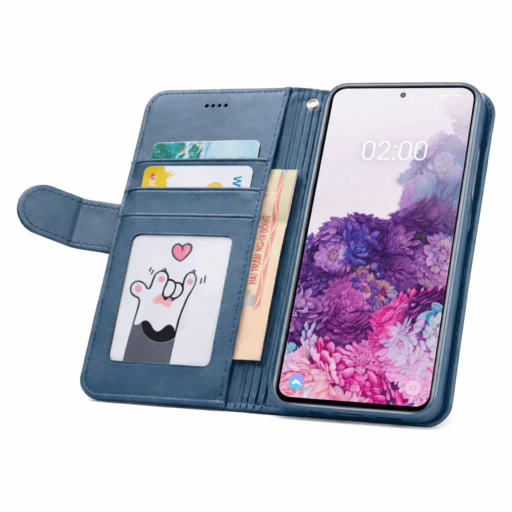 Samsung Galaxy S20 Flip Wallet Case Cowhide Dot Pattern.