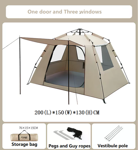 Pop-Up Camping Tent – 1 Door & 3 Windows ECOTREK