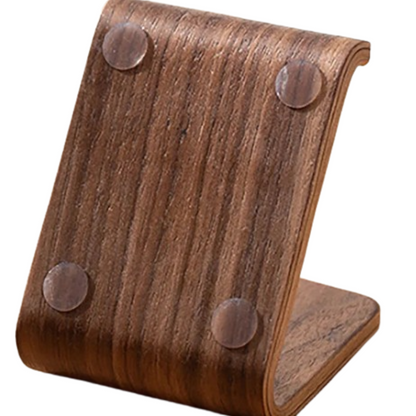 Habicare 9eight5 wooden phone and business card holder with two design options, featuring sleek natural wood finish and compact style.