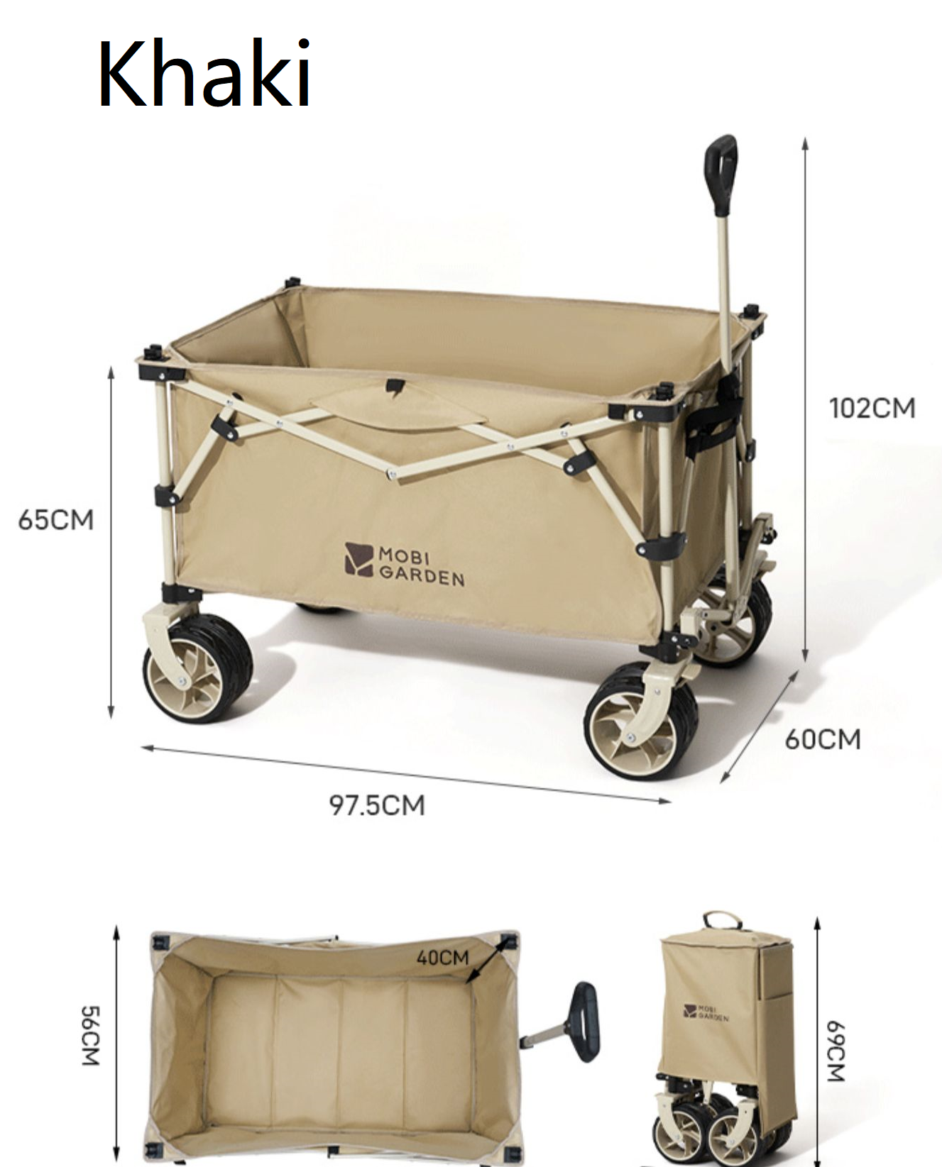 MOBI GARDEN Outdoor Camping trolley - Portable, Four-Way Folding, 200L Capacity Utility Cart ECOTREK