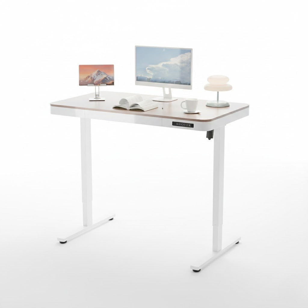 ErgoLift Single Motor Sit Stand Desk with Drawer Maple 1.2m sue-e furniture