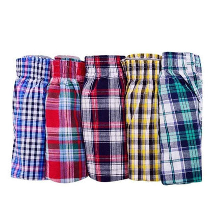 Men's Cotton Plaid Boxer Shorts - Elastic Waist | Breathable Underwear | Assorted Colours | M–3XL