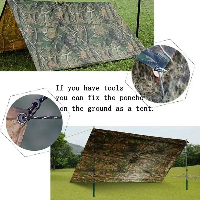3 in 1 Rain Poncho / Waterproof Tent / Picnic Mat Habicare