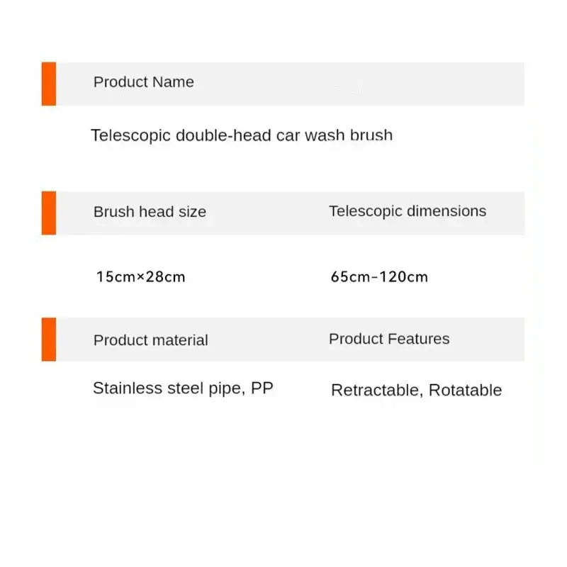 3-Section Telescopic Car Wash Mop with Double Brush Head Habicare