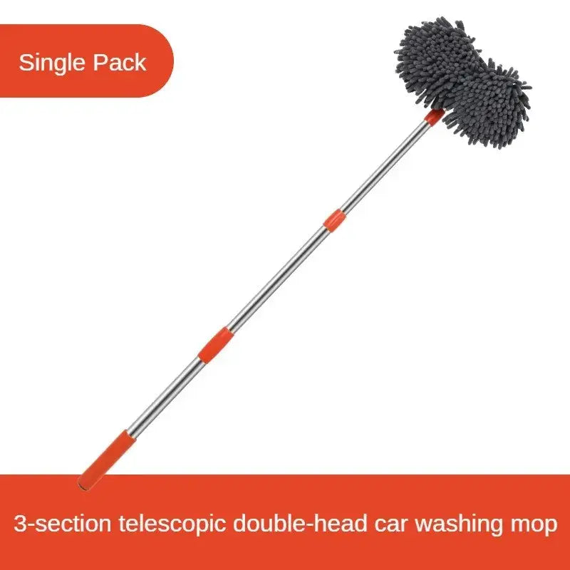 3-Section Telescopic Car Wash Mop with Double Brush Head Habicare