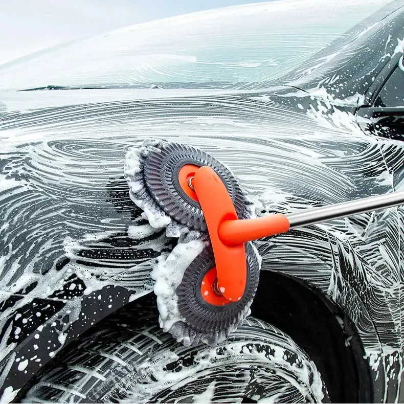 3-Section Telescopic Car Wash Mop with Double Brush Head Habicare